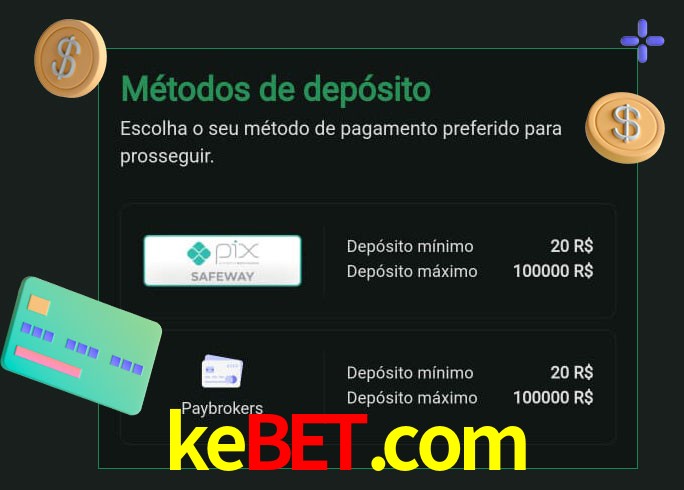 O cassino kebet.com oferece uma grande variedade de métodos de pagamento